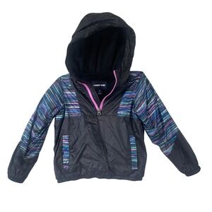Lands' End Kids Girls Active Pullover Anorak Jacket Size‎ S (4) Black Striped